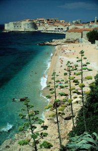 Views over Banje Beach and Dubrovnik Old City in the Background