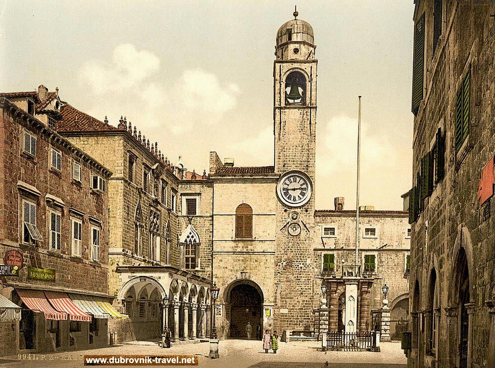 Stradun, Orlando's Column, Sponza Palace and Clock Tower - Dubrovnik