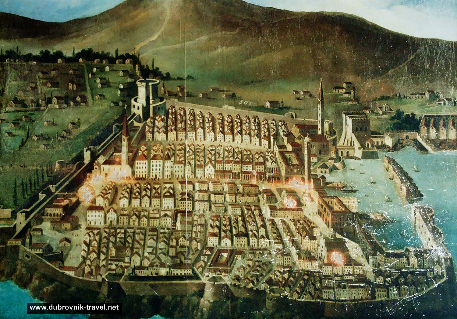 Old Painting of Dubrovnik Old Town
