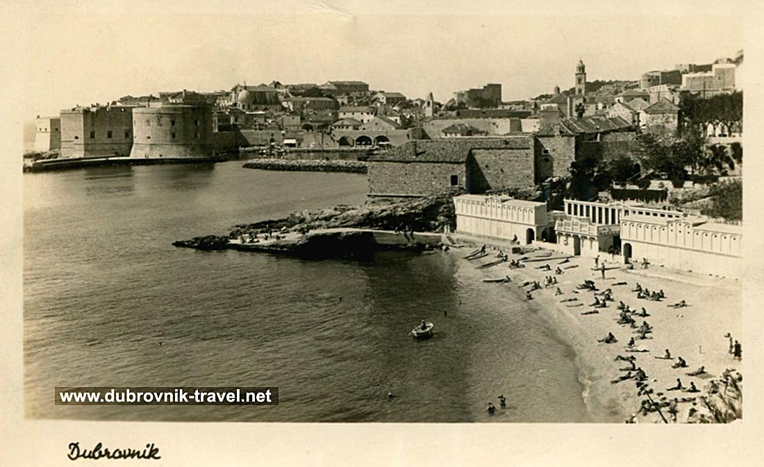 Panorama of Banje Beach and Old Town - Dubrovnik (1950s)