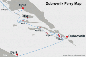 Ferries in Dubrovnik map