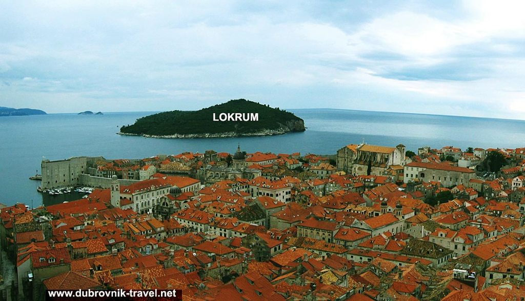 Views over Dubrovnik Old town with Lokrum island in the background