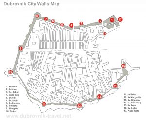 Dubrovnik City Walls Map