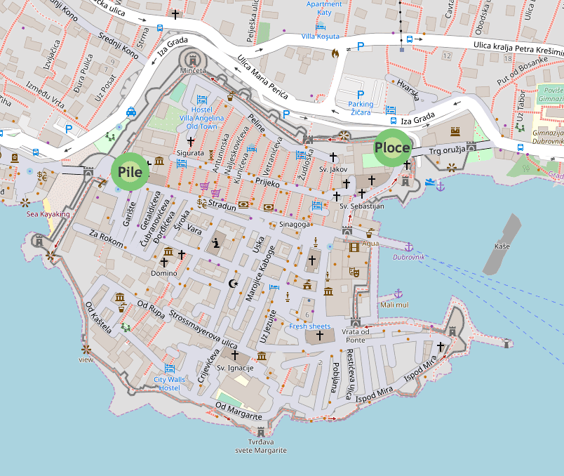 Location map of the entrance to city walls