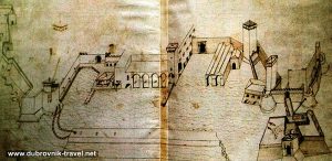 Drawing of Old Port of Dubrovnik from 15th century