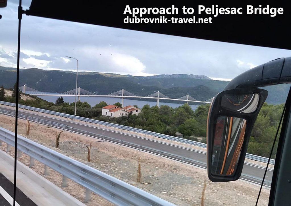 Approach to Peljesac bridge, driving towards Dubrovnik