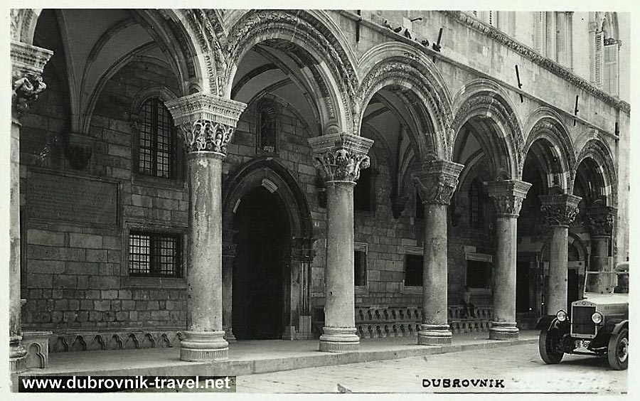 Columns at the entrance to Rectors Palace in Dubrovnik
