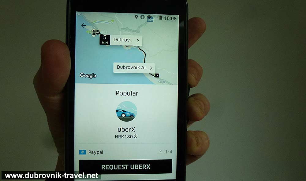 Uber taxi in Dubrovnik